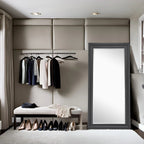 Full Length Oversized Rectangle Wall Mirror With Smooth Faux Wood Frame