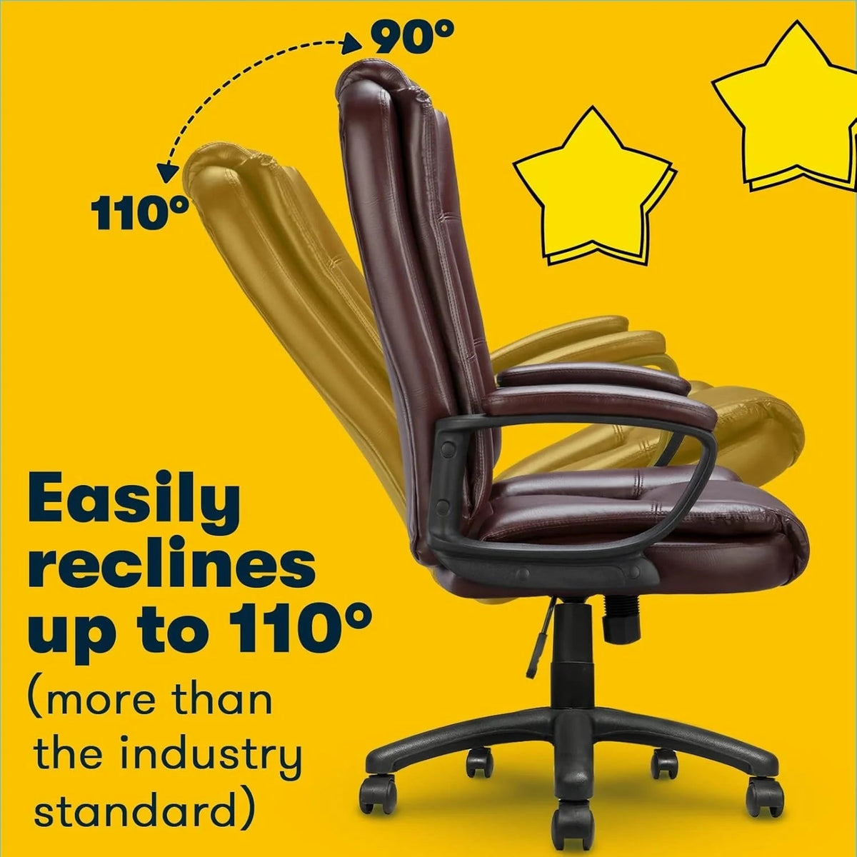 High-Back Ergonomic Leather Executive Office Chair, 400 lb Capacity
