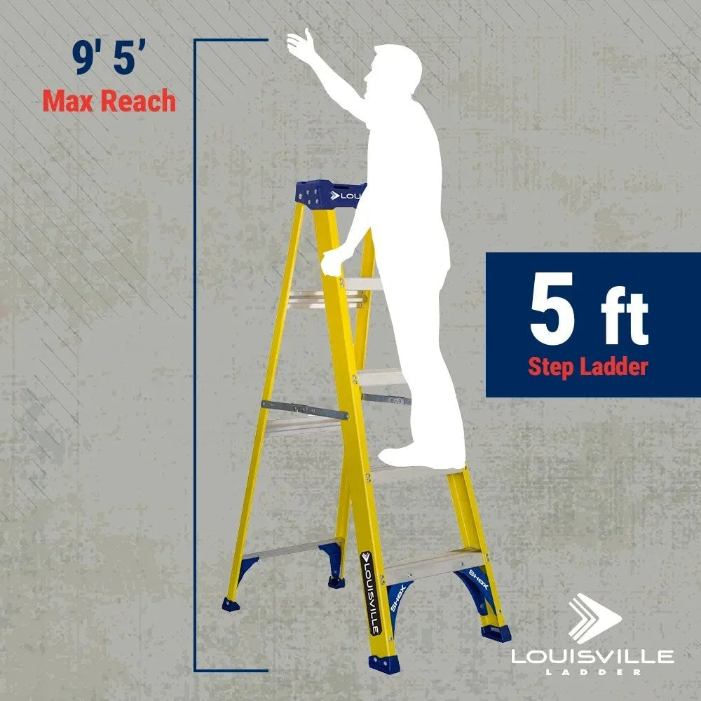 Louisville Ladder Fiberglass Step Ladder, 5-Foot, 250-Pound Load Capacity, Type I - FS2005