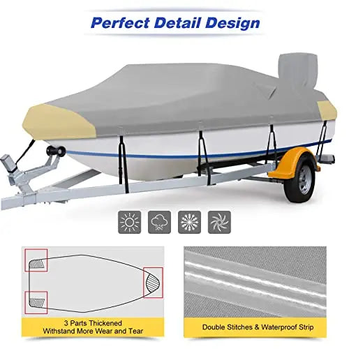 Fuprosico 600D Waterproof Winter Boat Cover With Motor Cover, 17-19 ft