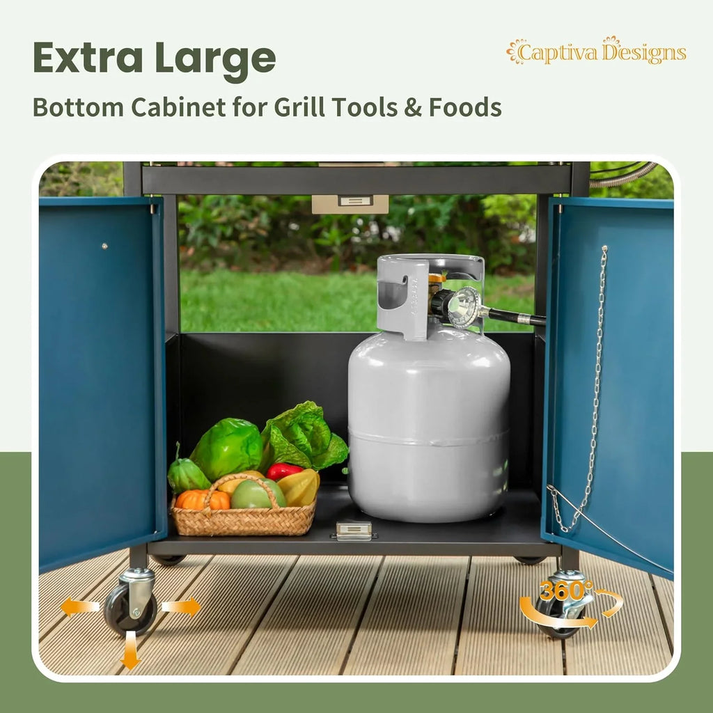 Captiva Designs 4-Burner Propane Gas Grill With Side Burner, 42,000 BTU, Silver - GR001