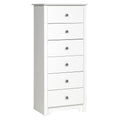 6-Drawer Chest, White, 53.25in H x 23.25in W x 16in D - Prp1070