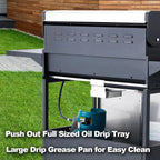 4-Burner Propane Gas Grill With Cast Iron Grates, Side Stove And 44,000 BTU Stainless Steel Burners