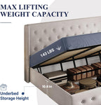 Queen Size Lift-Up Storage Bed With Wingback Headboard, Upholstered Platform Bed Frame With Hidden Storage