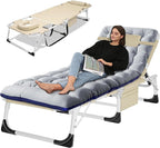 Slsy 5-Position Adjustable Folding Lounge Chair And Cot - 75.2" x 25.6" x 11.8"