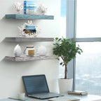 Rustic Finish Floating Wall Shelves, 3-Pack, 16.25in x 5.50in x 1.5in