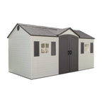 Lifetime Plastic Storage Shed, Side Entry, 15 ft. W x 8 ft. D, Gray/Beige - 6446