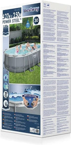 Bestway Power Steel Frame Pool Set, Oval, Gray, 424 x 250 x 100 cm