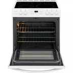 30 in. 5.0 Cu. Ft. Single Oven Electric Range, White With NVS Black Glass