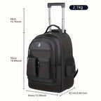Rolling Backpack With Retractable Handle, Aluminum Frame, Oxford Fabric, Black