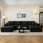Settab Modular Sectional Sofa, 2 Seater Left-Facing Chaise, Black, 68.9 inch D x 107.5 inch W x 36.3 inch H