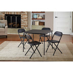 Cosco 5-Piece Folding Card Table Set, Black - Vinyl Seats - 37523BLK1W