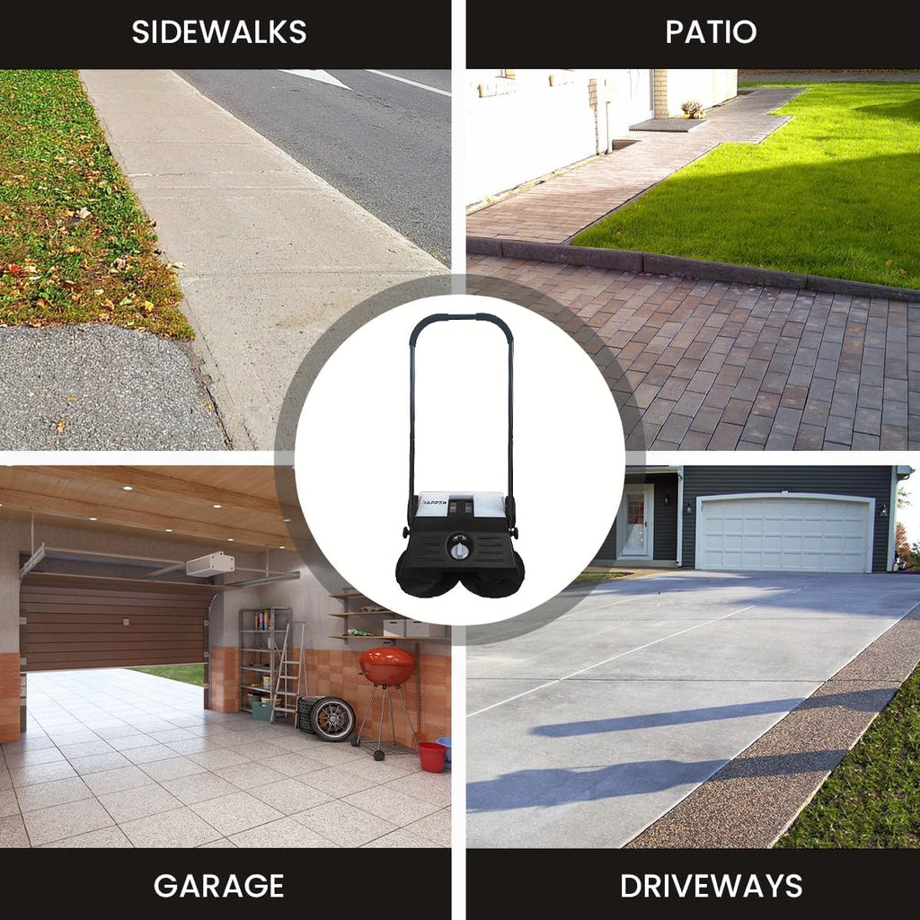 Walk-Behind Hand Push Floor Sweeper, 5.25 Gallon Capacity, 25.5 in Sweeping Width - Grey