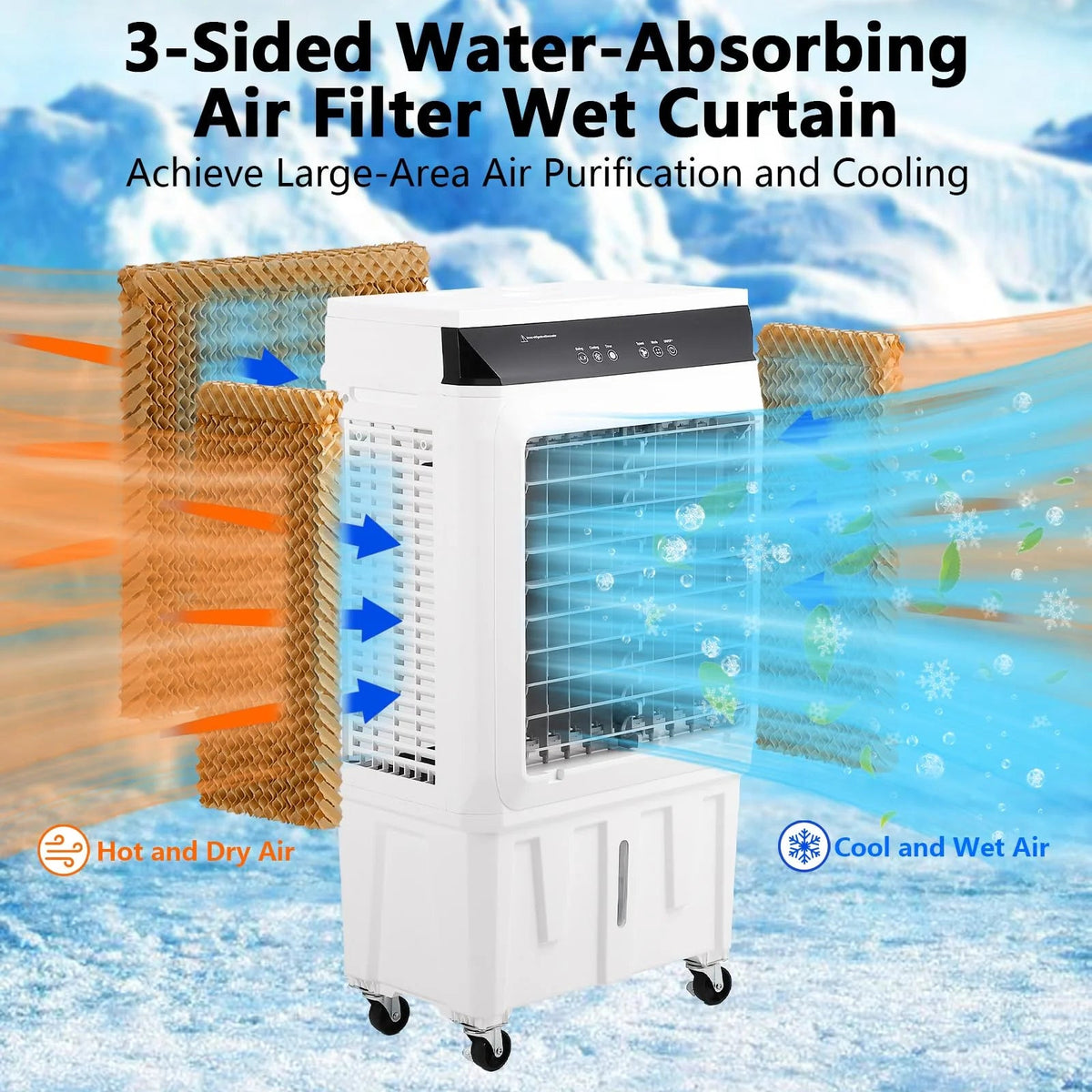 Garvee Evaporative Air Cooler 4100 CFM, 15.8 Gallons, 4 Ice Packs