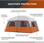 CORE 12 Person Straight Wall Cabin Tent, 16 x 11 Feet, Orange - SUVELAM