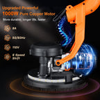 1000W Electric Drywall Sander With 4.9 Ft To 6.2 Ft Extension Pole And 15 Sanding Discs