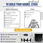 Sonret Barrel Wood Stove Kit for 30-55 Gallon Drums - Kit C