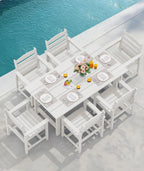 SERWALL 7-Piece HDPE Patio Dining Set, Aruba, 66.9in D x 32.2in W x 29.1in H