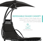 Best Choice Products Outdoor Hanging Steel Chaise Lounge Chair With Canopy, Charcoal Gray - SKY5871