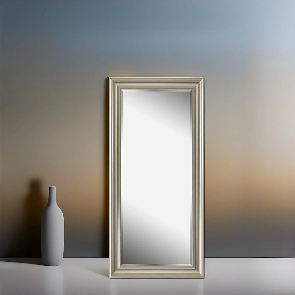 Full Length Oversized Rectangle Wall Mirror With Smooth Faux Wood Frame