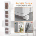 4-Tier Tall Narrow Plastic Storage Cabinet, 9.6 in W x 11.2 in D x 65.4 in H
