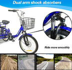WEIMMIN Adult Folding Tricycle, 20 Inch, 3 Wheel, 7 Speed, Star Strip Blue