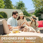 Devoko 5-Piece Outdoor Sectional Patio Sofa Set With Cushions And Glass Table - Beige