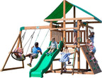 Cedar Mountain-Style Swing Set With 8-Foot Wave Slide And 2 Swing Positions - Grayson Peak