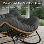 SWITTE Outdoor Rocking Chair - Oversized Wicker Papasan Egg Chair
