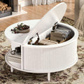 Round Lift-Top Coffee Table With Storage, 31.5 inch, Sliding Door And Adjustable Footpads