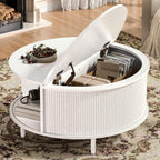 Round Lift-Top Coffee Table With Storage, 31.5 inch, Sliding Door And Adjustable Footpads