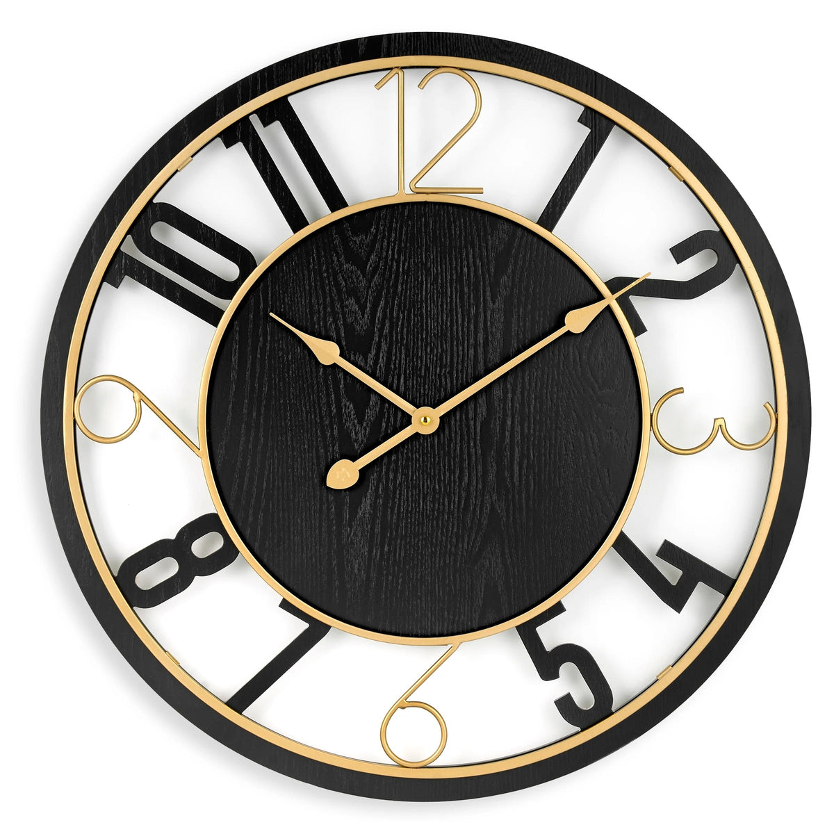 24 Inch Round Wooden Wall Clock With Numeral Design - Battery Operated