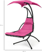Best Choice Products Outdoor Hanging Steel Chaise Lounge Chair With Canopy, Charcoal Gray - SKY5871