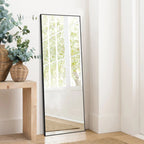 Full-Length Floor Mirror 64x21, Aluminum Alloy Frame With Stand And Wall Mount Option