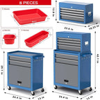 AIRAJ 8-Drawer Rolling Tool Chest With Wheels, Cold-Rolled Steel, 550 lbs Capacity