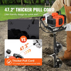 VEVOR 52CC 1450W Fuel-Powered Post Hole Auger With 6in And 10in Bits - D52-F