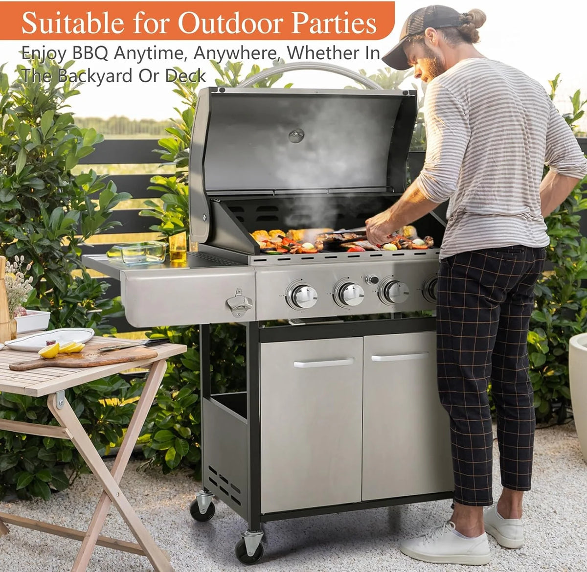Sophia & William 4-Burner Propane Gas Grill, 542 Sq. In., Silver - E02GR001