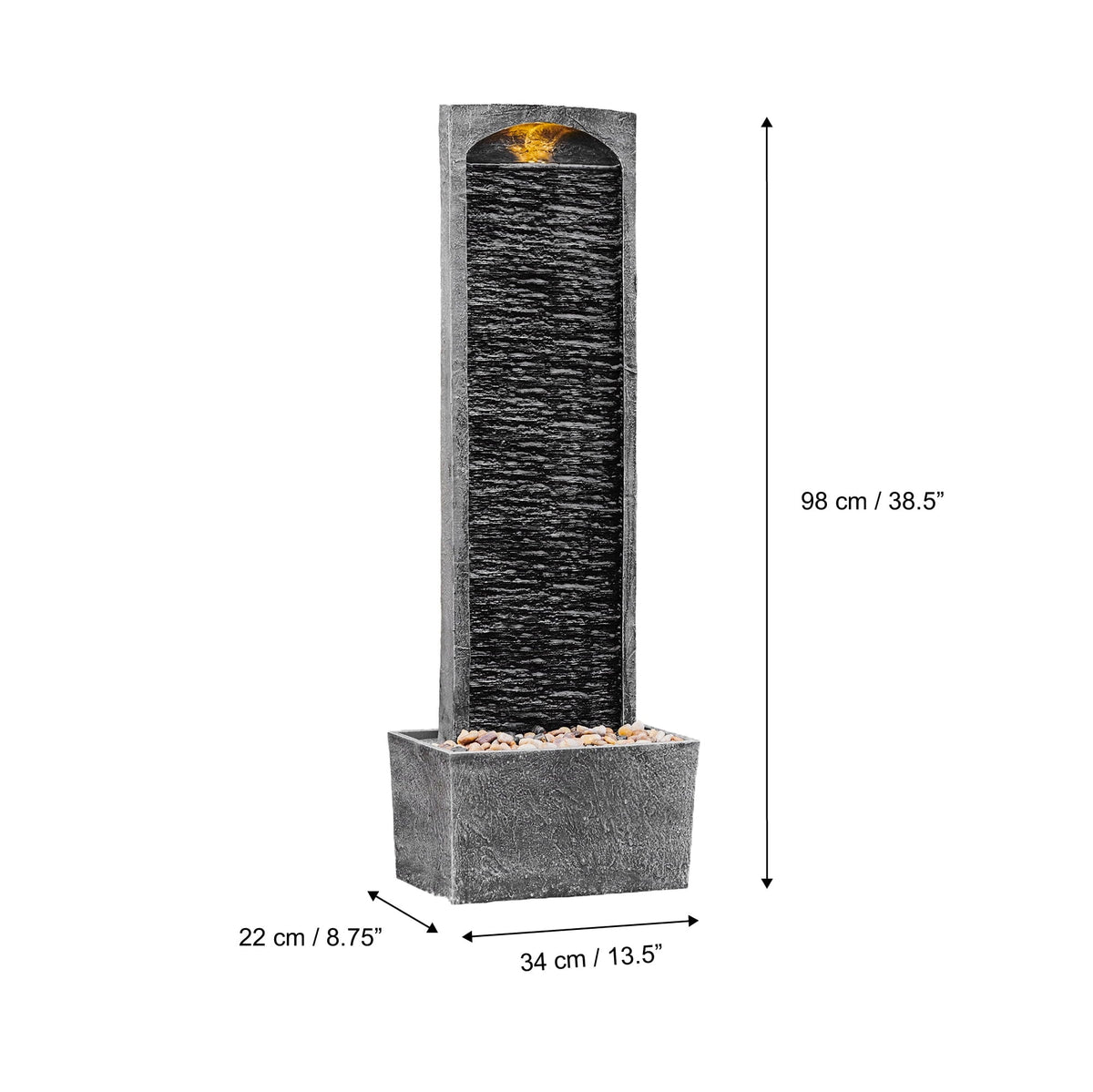 Teamson Home Faux Slate Outdoor LED Waterfall Fountain, 38.5 in, Red Rock