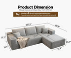 Settab Modular Sectional Sofa, 2 Seater Left-Facing Chaise, Black, 68.9 inch D x 107.5 inch W x 36.3 inch H