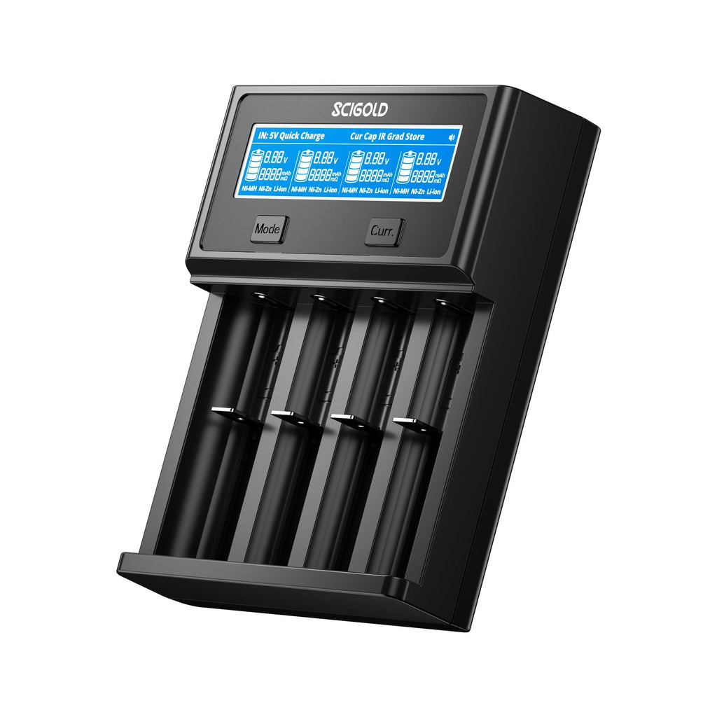 Scigold Ni-Zn/Ni-MH/Li-ion 4-Slot Battery Charger With LCD Display - CW401