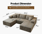 Settab Modular Sectional Sofa, 2 Seater Left-Facing Chaise, Black, 68.9 inch D x 107.5 inch W x 36.3 inch H