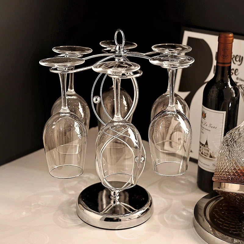 Metal Freestanding Wine Glass Holder Rack - Holds Up To 6 Stemmed Wine Glasses