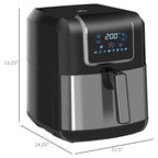 GVJMTKP Air Fryer 1700W 6.9 Quart With Digital Display And Nonstick Basket - Black