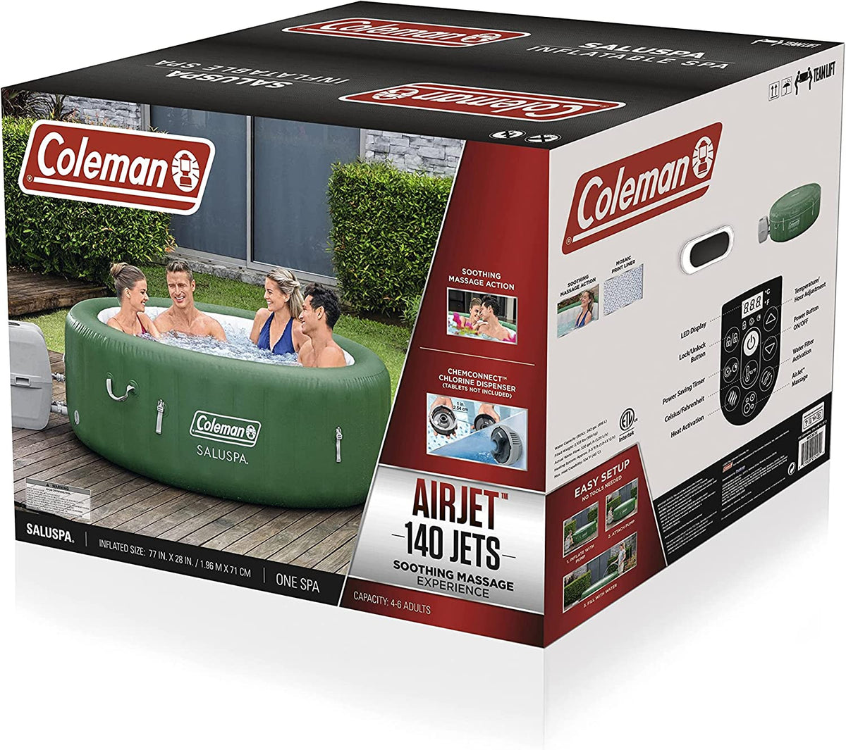 Coleman SaluSpa Tahiti Inflatable Hot Tub Spa, 2-4 Person AirJet Spa - Tahiti