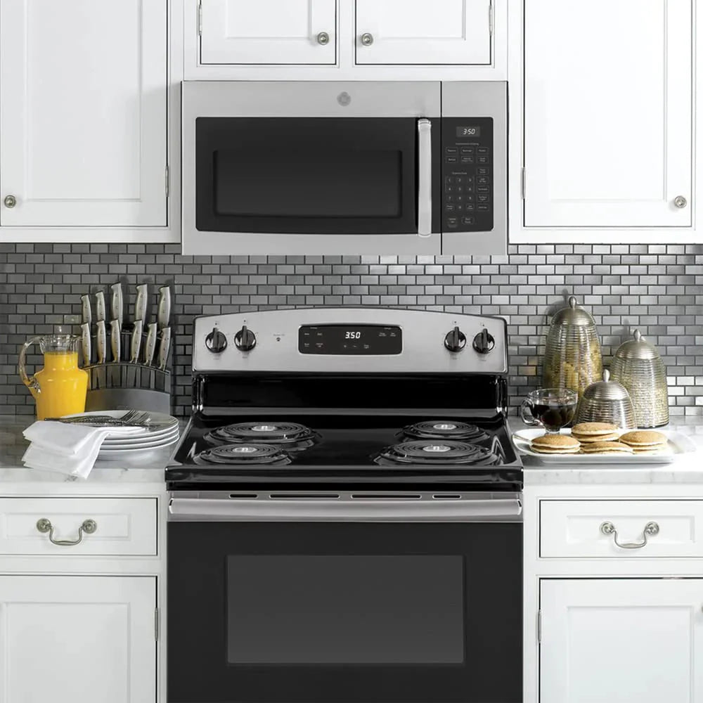 GE Over-the-Range Microwave Oven, Stainless Steel, 1.6 Cu. Ft., 16 1/8 H x 29 7/8 W x 15 9/16 D