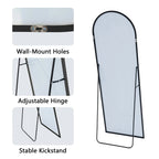 Full-Length Floor Mirror 64x21, Aluminum Alloy Frame With Stand And Wall Mount Option