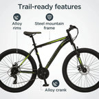 Schwinn Sidewinder Mountain Bike, 26-Inch Wheels, 21 Speeds, Black, Mens Style - S2792WMDS