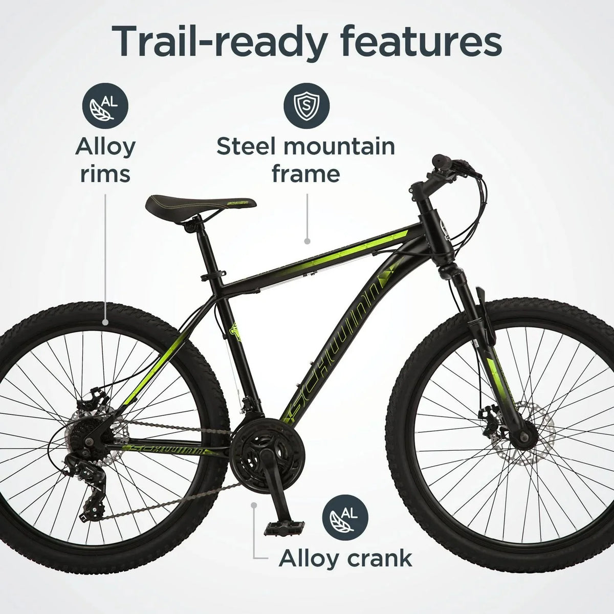 Schwinn Sidewinder Mountain Bike, 26-Inch Wheels, 21 Speeds, Black, Mens Style - S2792WMDS