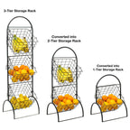 3-Tier Wall-Mounted Steel Storage Rack With Removable Baskets - Black