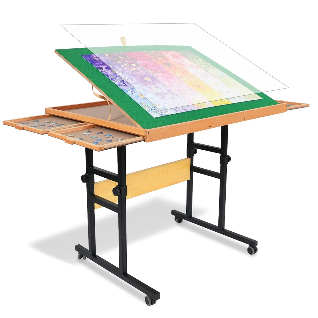 ALL4JIG Adjustable 3-Angle Puzzle Table With 4 Drawers - 34 x 25 x 0.01 Inches
